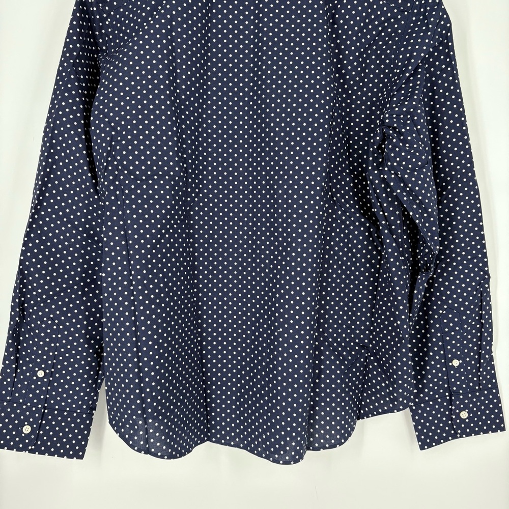 Lauren Ralph Lauren Navy Blue White Polka Dots Women’s Button Down Shirt - Picture 7 of 9